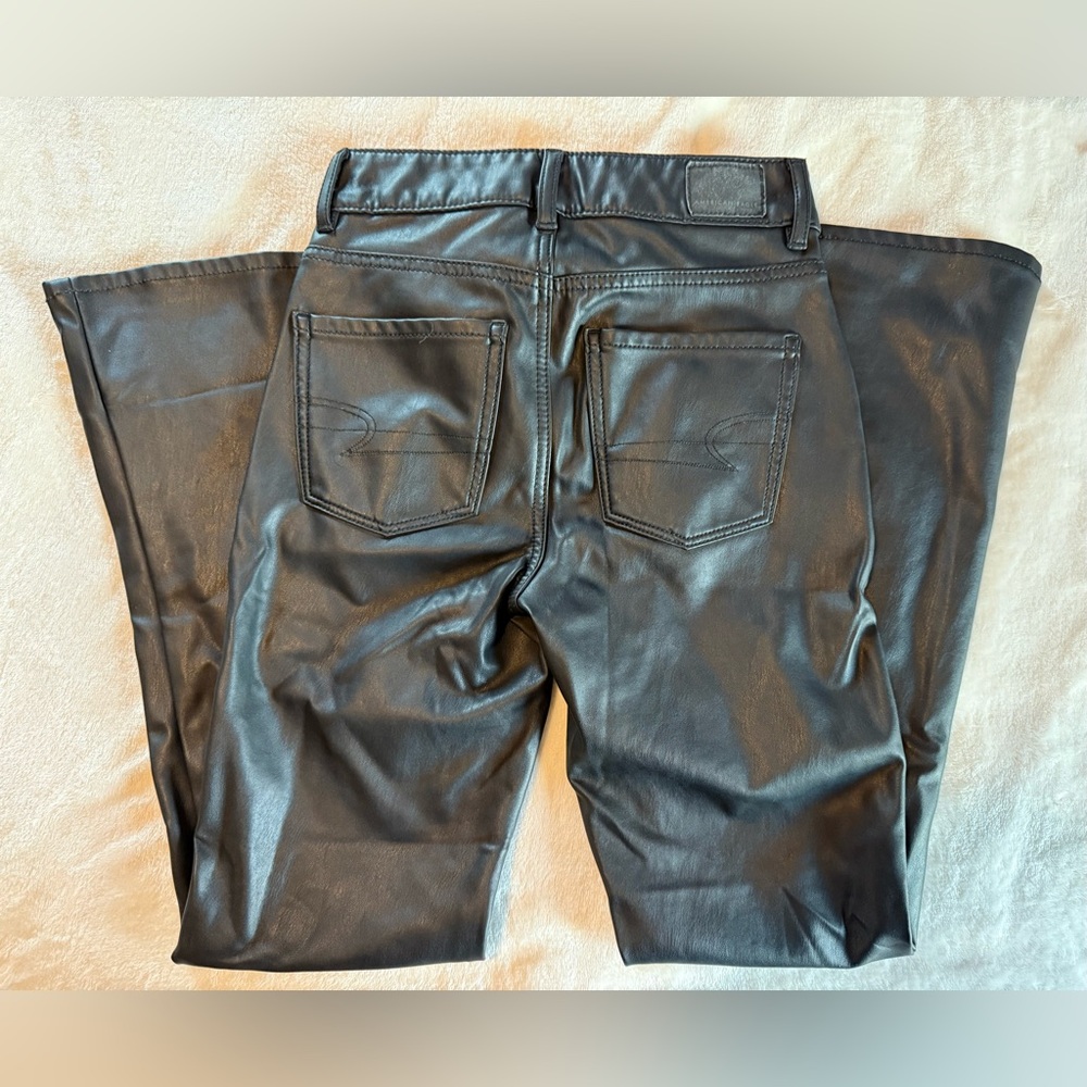 American Eagle Outfitters Shiny Black Faux Leather Pants - Picture 2 of 9
